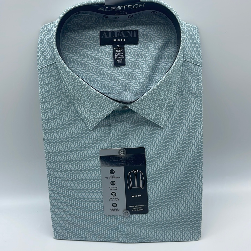 green emerald velvet dress Alfani Mens Slim fit Dress Shirt XL 17-17.5 36-37 Black Geometric – Bristol  Apparel Co main image 0
